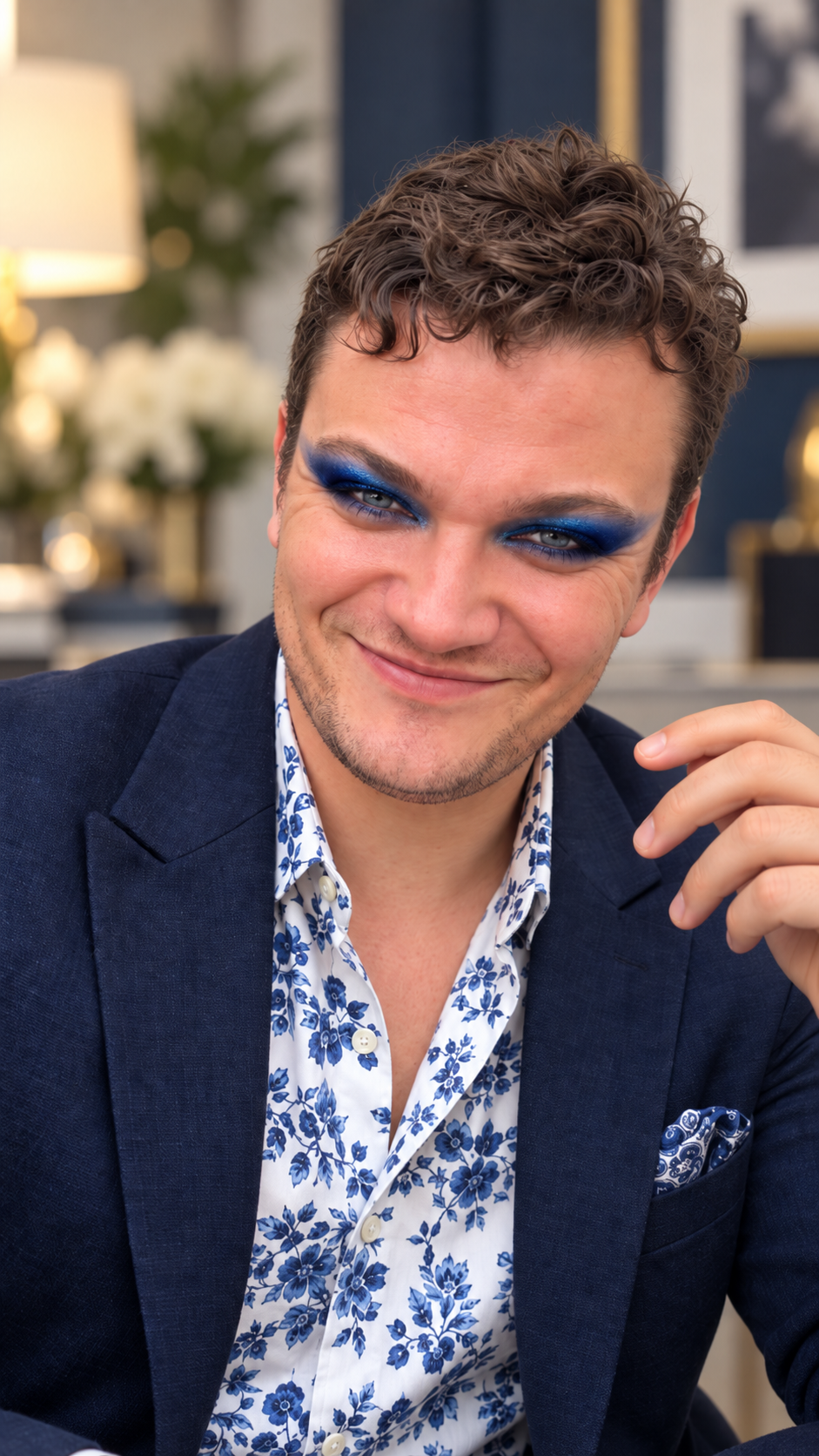 Bold blue smoky eye glam